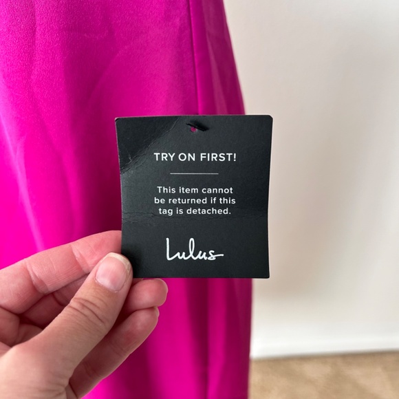 NWT Lulus Feeling Sensational Hot Pink and Magenta Color Block Midi Dress sz S - Picture 4 of 13